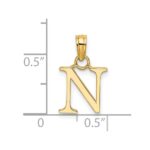 14K Polished Block Letter N Initial Pendant - Image 3