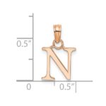 14K Rose Gold Polished Block Letter N Initial Pendant - Image 4