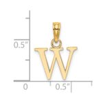 14K Polished Block Letter W Initial Pendant - Image 3
