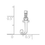14K White Gold Polished Block Letter J Initial Pendant - Image 3