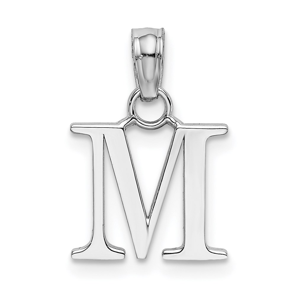 K6423WM.jpg 14K White Gold Polished Block Letter M Initial Pendant - Image 1