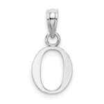 14K White Gold Polished Block Letter O Initial Pendant - Image 4