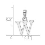 14K White Gold Polished Block Letter W Initial Pendant - Image 3