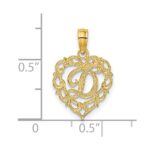 14KY Heart Script Letter D Initial Charm - Image 3