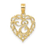 14KY Heart Script Letter E Initial Charm
