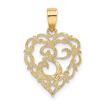 14KY Heart Script Letter E Initial Charm - Image 4