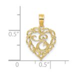 14KY Heart Script Letter E Initial Charm - Image 3
