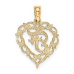 14KY Heart Script Letter F Initial Charm - Image 4