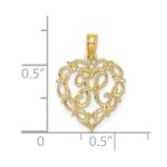 14KY Heart Script Letter H Initial Charm - Image 3