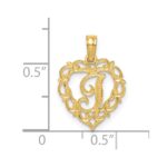 14KY Heart Script Letter I Initial Charm - Image 3