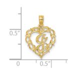 14KY Heart Script Letter J Initial Charm - Image 3