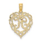 14KY Heart Script Letter K Initial Charm - Image 4