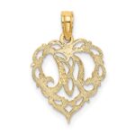 14KY Heart Script Letter M Initial Charm - Image 4