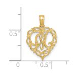 14KY Heart Script Letter M Initial Charm - Image 3