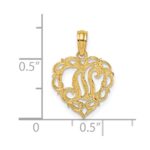 14KY Heart Script Letter N Initial Charm - Image 3