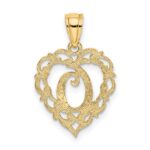 14KY Heart Script Letter O Initial Charm - Image 4