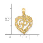 14KY Heart Script Letter P Initial Charm - Image 3