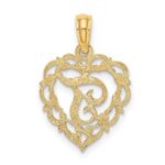 14KY Heart Script Letter T Initial Charm - Image 4