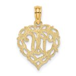 14KY Heart Script Letter W Initial Charm - Image 4
