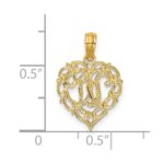 14KY Heart Script Letter W Initial Charm - Image 3