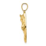 14K Polished and Engraved Horse Head In Shoe Charm - Image 2