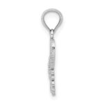 14K White Gold Polished and Beaded Butterfly Charm - Image 2