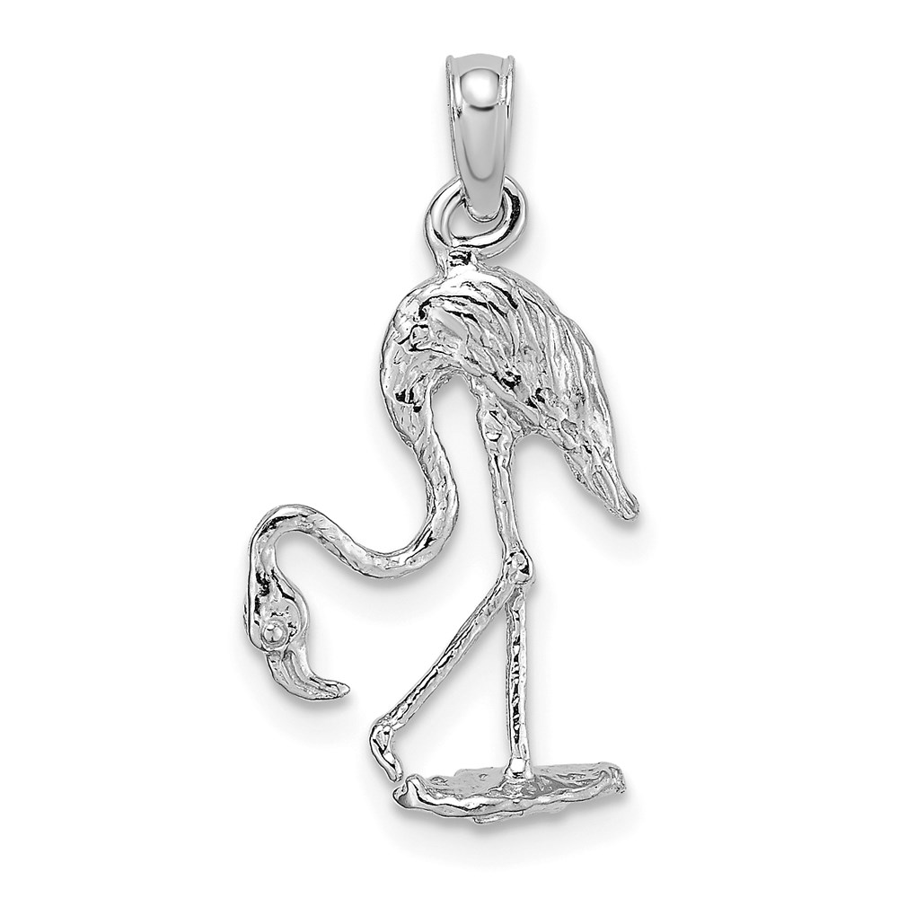 K6608W.jpg 14K White Gold 3-D Textured Flamingo Charm - Image 1