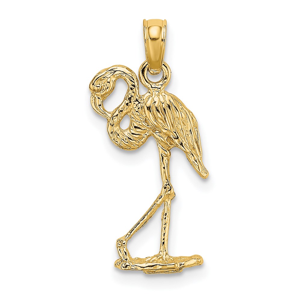 K6612.jpg 14K 3-D Flamingo with Head Up Charm - Image 1