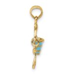 14K 2-D Aqua Enameled Beach Bucket with Moveable Shovel Charm - Image 2