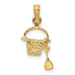 14K 2-D Green Enameled Beach Bucket with Moveable Shovel Charm - Image 3