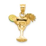 14K Orange Enameled Margarita Drink with Umbrella and Lime Charm - Image 3