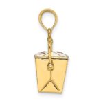 14K 3-D White and Red Enameled Chinese Take-Out Box with Moveable Handle Charm - Image 2