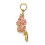 14K Enameled Bouquet of Pink Roses - Image 2