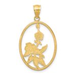 14K Enameled Hummingbird and Flowers In Oval Frame Charm - Image 4