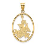 14K Enameled White Butterfly In Oval with Orange Flowers Charm - Image 4