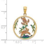 14K Enamel Sea Turtles In Circle Charm - Image 3
