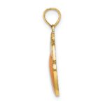 14K Orange and Green Enameled Orange with Stem and Leaf Charm - Image 2