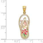 14K Multi Color Enamel Flower Flip-Flop Charm - Image 3