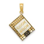 14K Black and White Enameled 3-D Cook Book Charm - Image 4