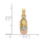 14K and White Rhodium 3-D Pink Enamel Baby Shoe Charm - Image 3