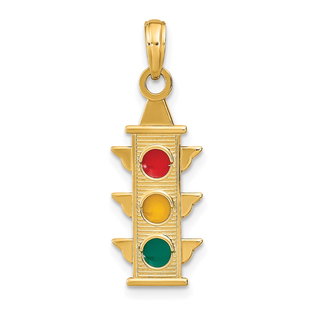 K7095.jpg 14K Red/Yellow/Green Enamel Traffic Signal Charm - Image 1