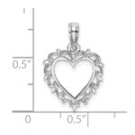 14K White Gold Heart with Lace Border Charm - Image 3