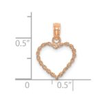 14K Rose Gold 3-D Polished Rope Heart Pendant - Image 3