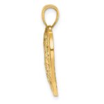 14K Diamond-cut Heart Pattern On Heart Charm - Image 2