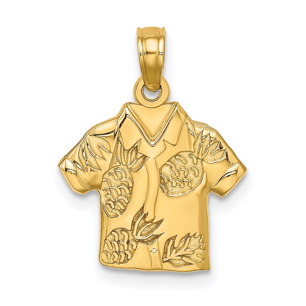 K7150.jpg 14K Polished Hawaiian Pineapple Style Shirt Charm - Image 1