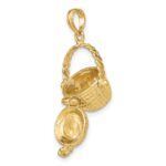 14K 3-D Nantucket Basket with Moveable Lid and Handle Charm - Image 6