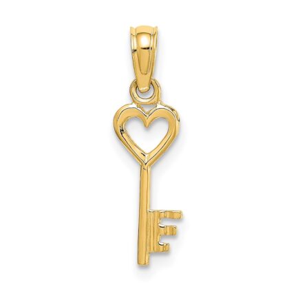 14K 3D Key with Heart Pendant