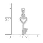14K White Gold 3D Key with Heart Pendant - Image 3
