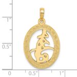 14K Chinese Love Symbol In Engraved Oval Frame Charm - Image 3