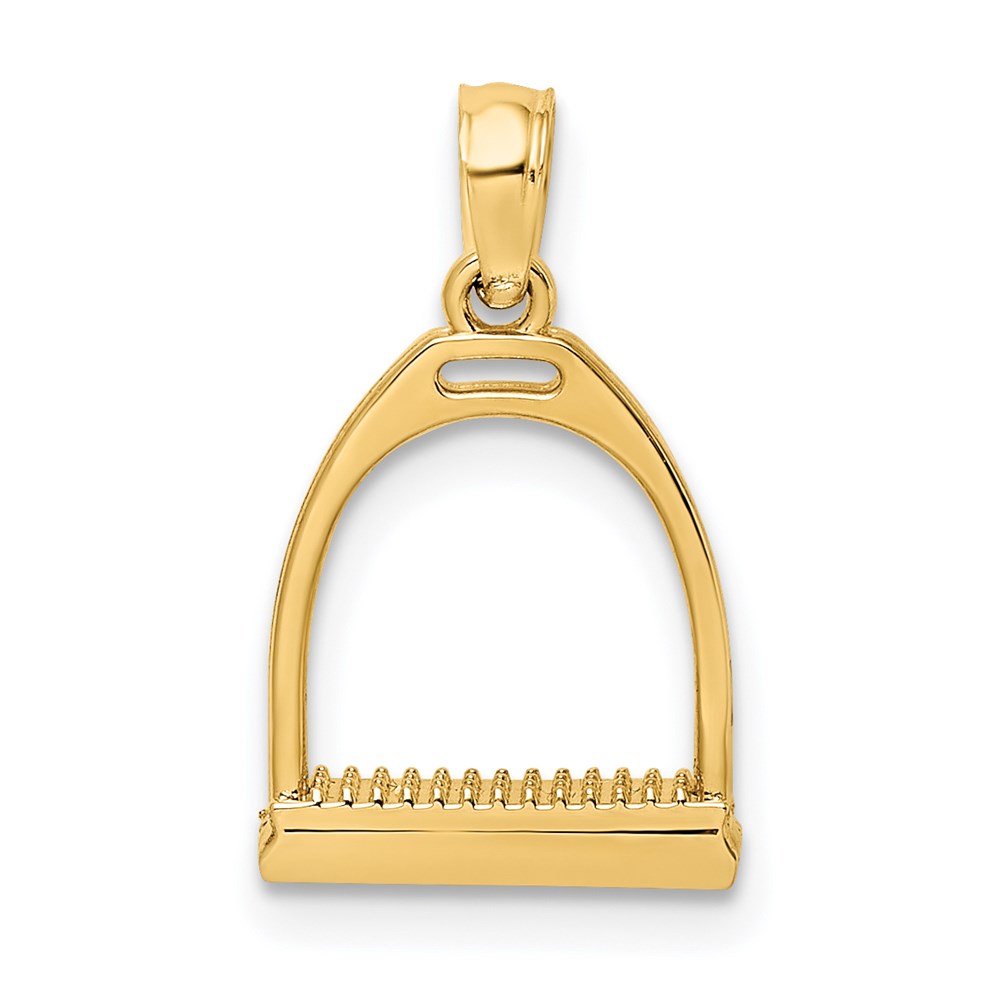 K7327.jpg 14K 3-D Polished Small Horse Stirrup Charm - Image 1